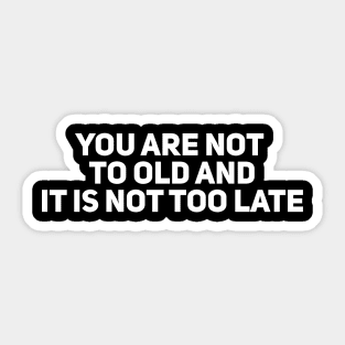 You are Not Too Late and it is Not Too Late Sticker